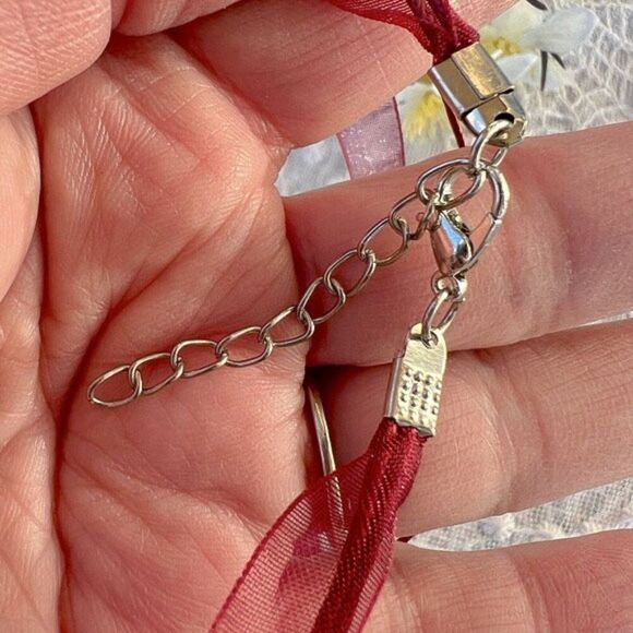 Vintage Whitney Kelly Large Red Tiger Eye & Sterling Pendant Necklace - Picture 8 of 14